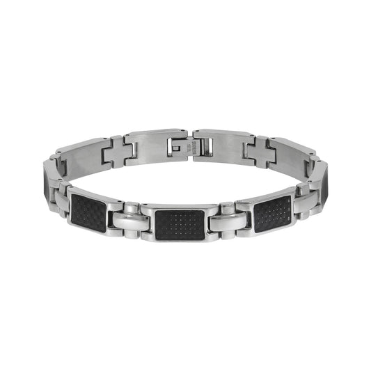 Armband Unisex Edelstahl poliert mit Carbon 20