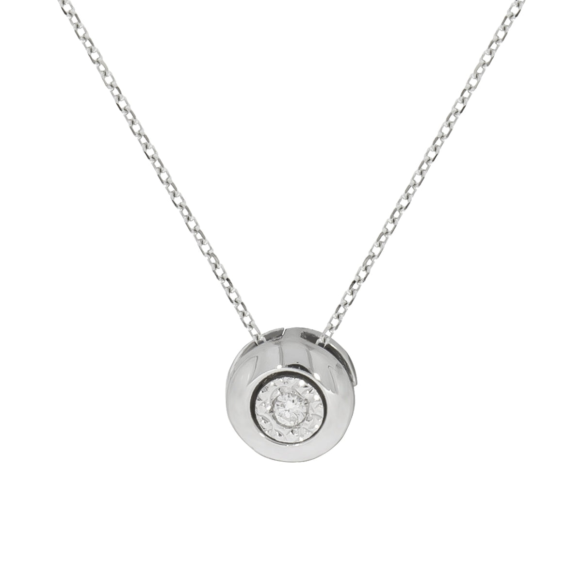 Halskette Ankerkette 375/- Gold rhodiniert 45,0cm Brillant 0,02ct.