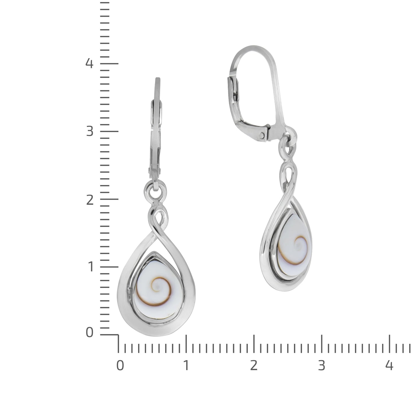 Ohrringe 925/- Sterling Silber rhodiniert 3,7cm Muschel