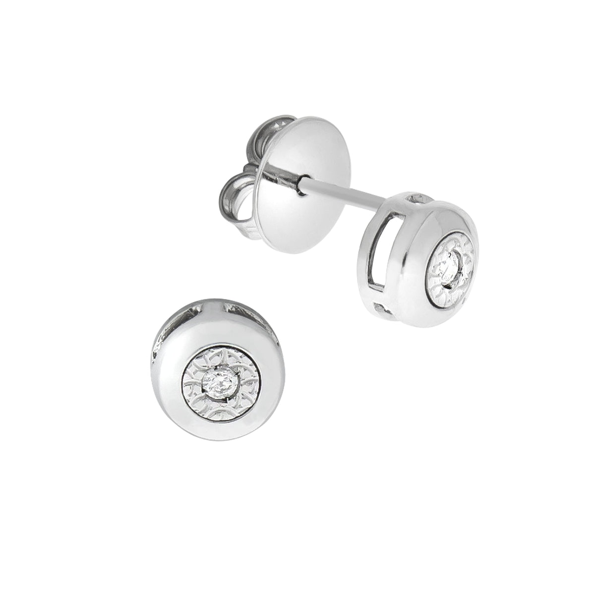Ohrstecker 375/- Gold rhodiniert 0,7cm Brillant 0,04ct.