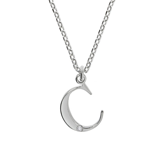 Diamonds by Ellen K. - Damen-Halskette aus 925 Sterling Silber rhodiniert 45+3cm Buchstabe C mit echtem Diamant 0,008ct.
