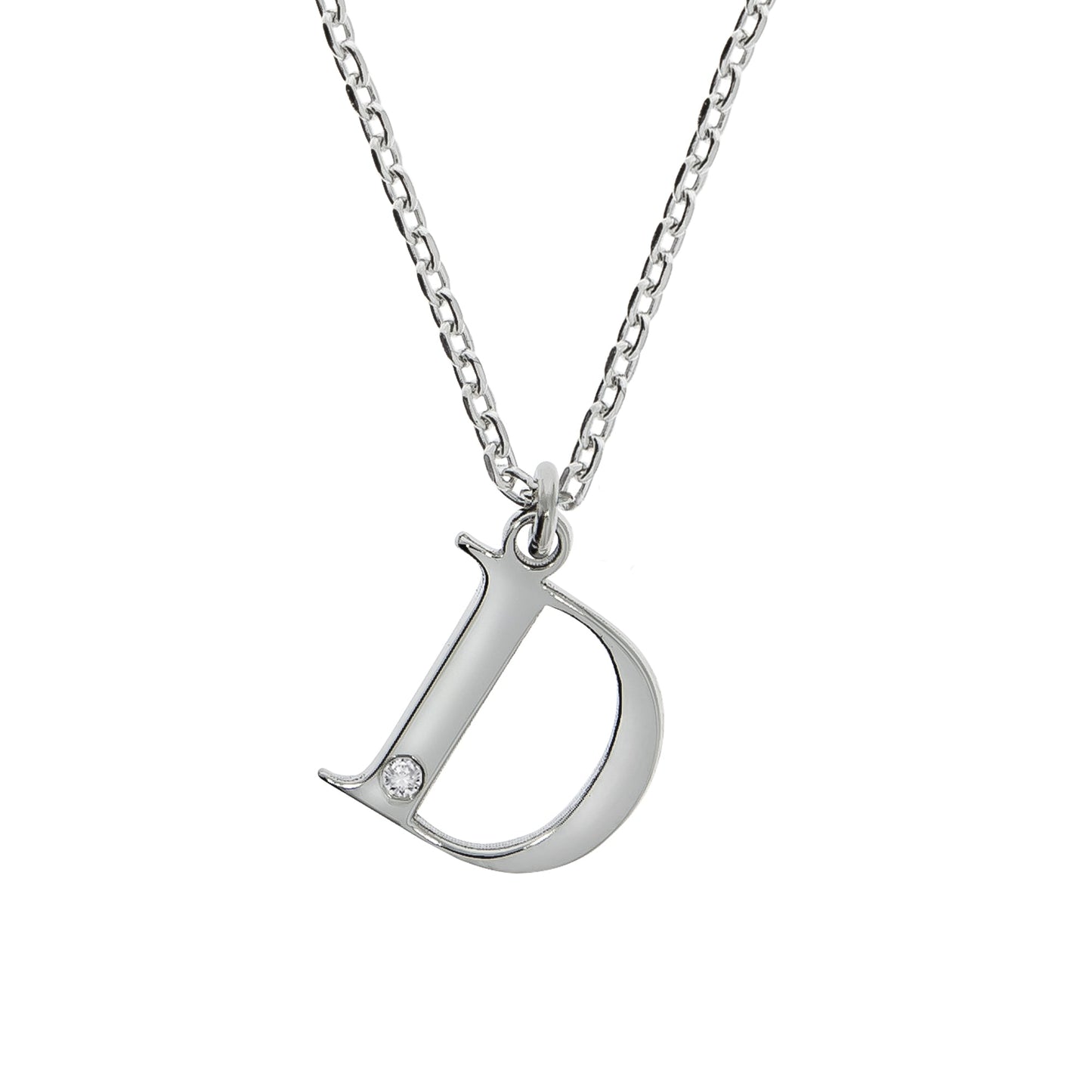 Halskette Flachpanzerkette 925/- Sterling Silber rhodiniert 48,0cm Diamant 0,008ct.