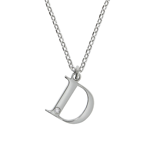 Diamonds by Ellen K. - Damen-Halskette aus 925 Sterling Silber rhodiniert 45+3cm Buchstabe D mit echtem Diamant 0,008ct.