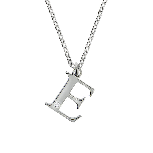 Diamonds by Ellen K. - Damen-Halskette aus 925 Sterling Silber rhodiniert 45+3cm Buchstabe E mit echtem Diamant 0,008ct.