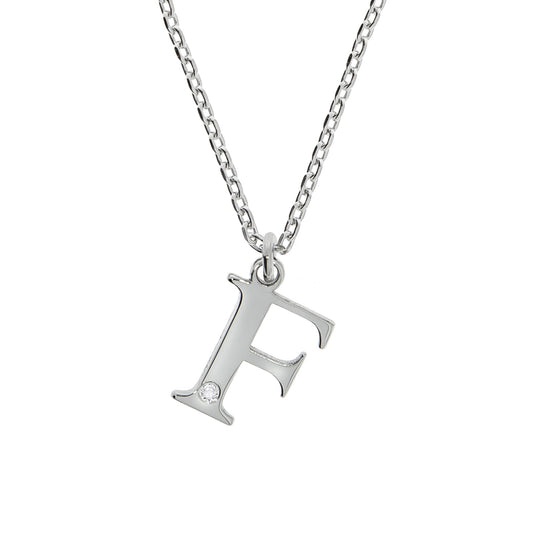 Diamonds by Ellen K. - Damen-Halskette aus 925 Sterling Silber rhodiniert 45+3cm Buchstabe F mit echtem Diamant 0,008ct.