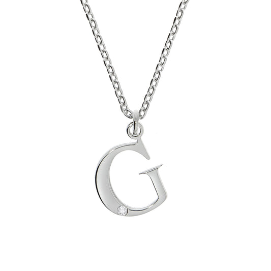 Diamonds by Ellen K. - Damen-Halskette aus 925 Sterling Silber rhodiniert 45+3cm Buchstabe G mit echtem Diamant 0,008ct.