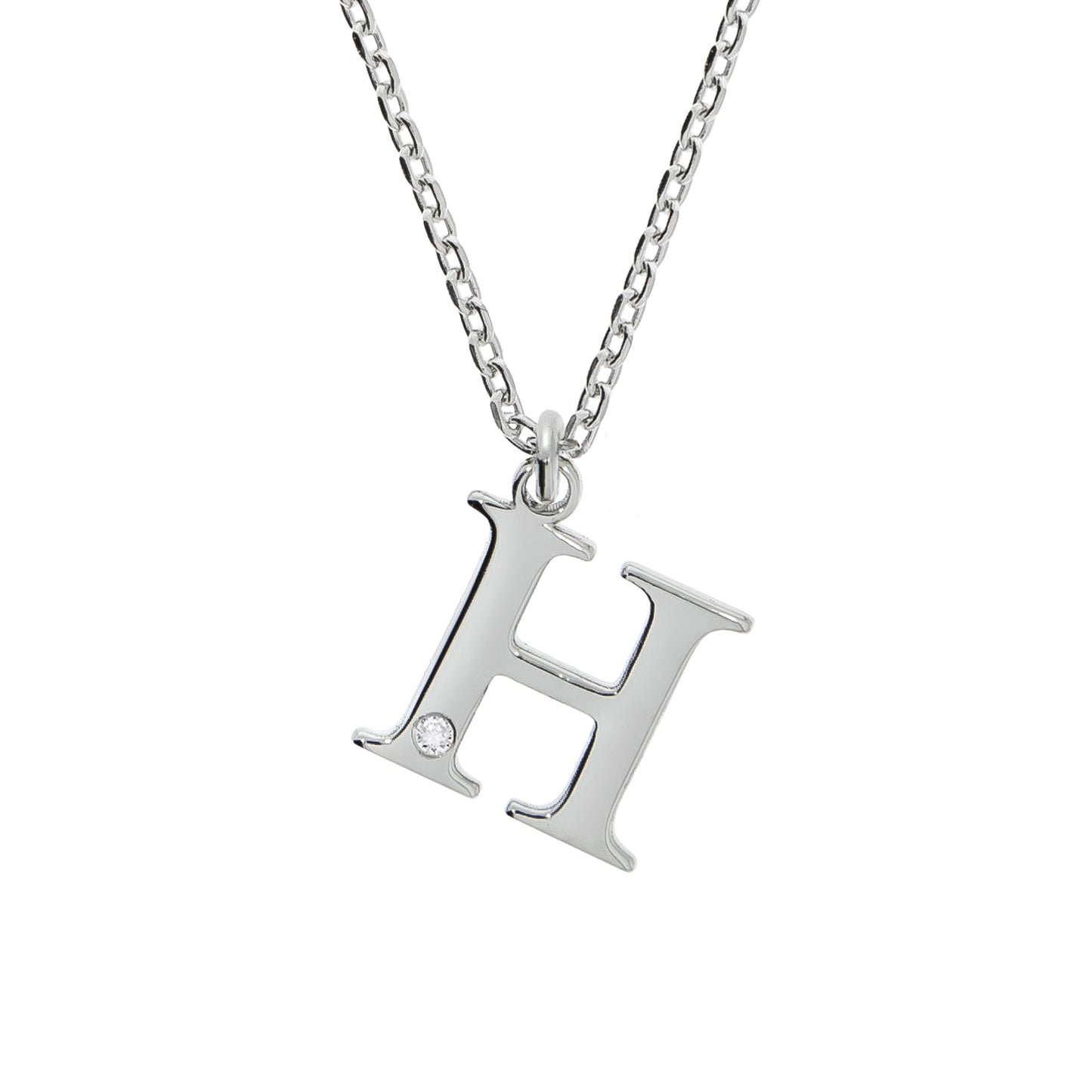 Halskette Flachpanzerkette 925/- Sterling Silber rhodiniert 48,0cm Diamant 0,008ct.