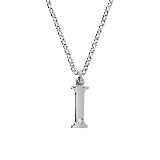 Diamonds by Ellen K. - Damen-Halskette aus 925 Sterling Silber rhodiniert 45+3cm Buchstabe I mit echtem Diamant 0,008ct.