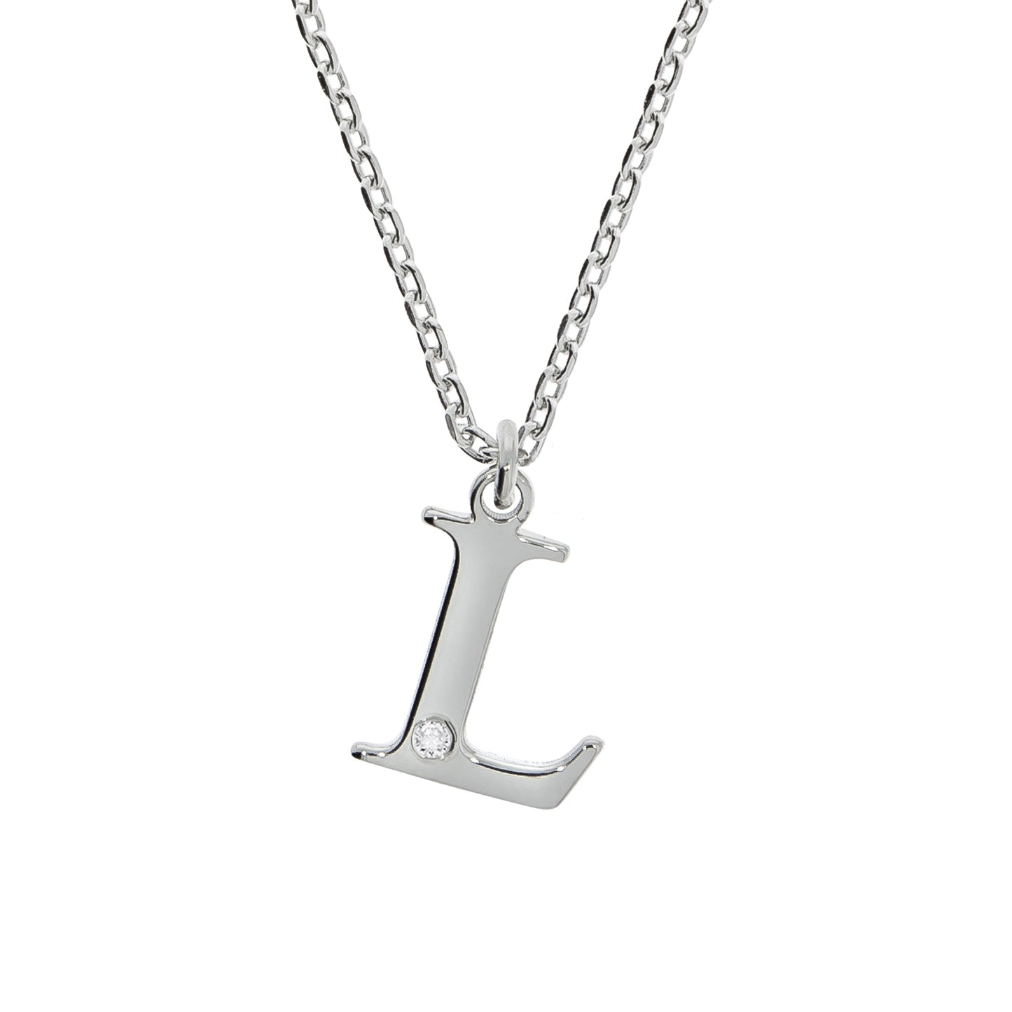 Halskette Flachpanzerkette 925/- Sterling Silber rhodiniert 48,0cm Diamant 0,008ct.
