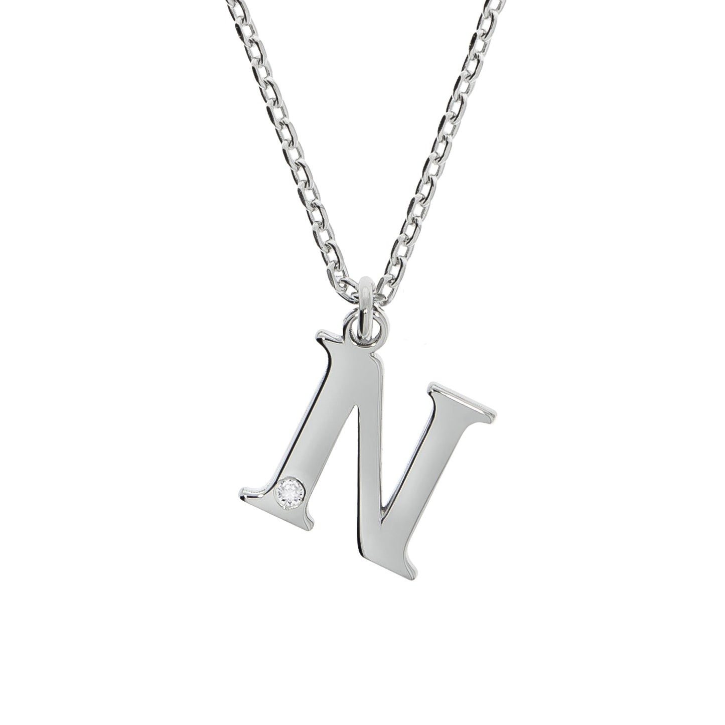 Halskette Flachpanzerkette 925/- Sterling Silber rhodiniert 48,0cm Diamant 0,008ct.