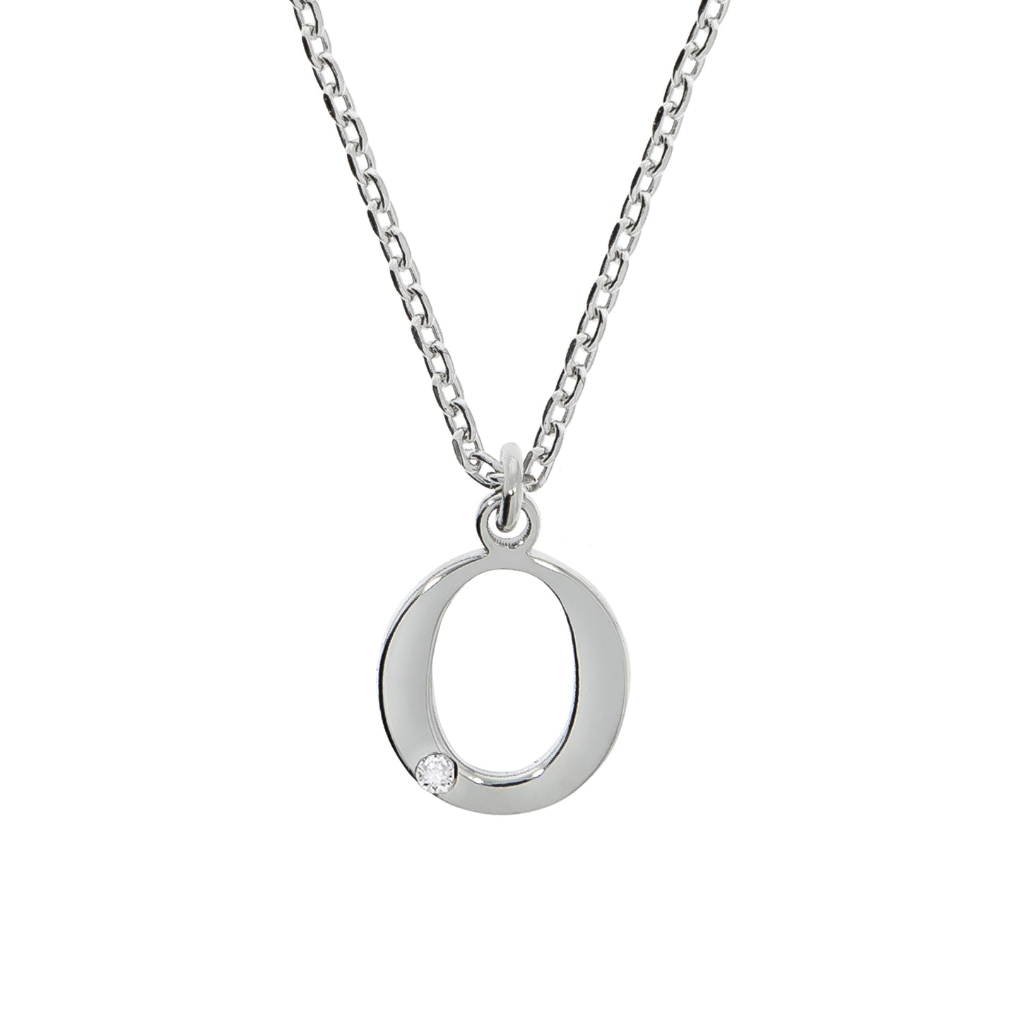 Halskette Flachpanzerkette 925/- Sterling Silber rhodiniert 48,0cm Diamant 0,008ct.