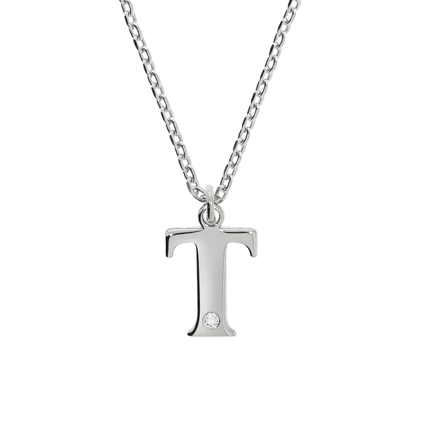 Halskette Flachpanzerkette 925/- Sterling Silber rhodiniert 48,0cm Diamant 0,008ct.