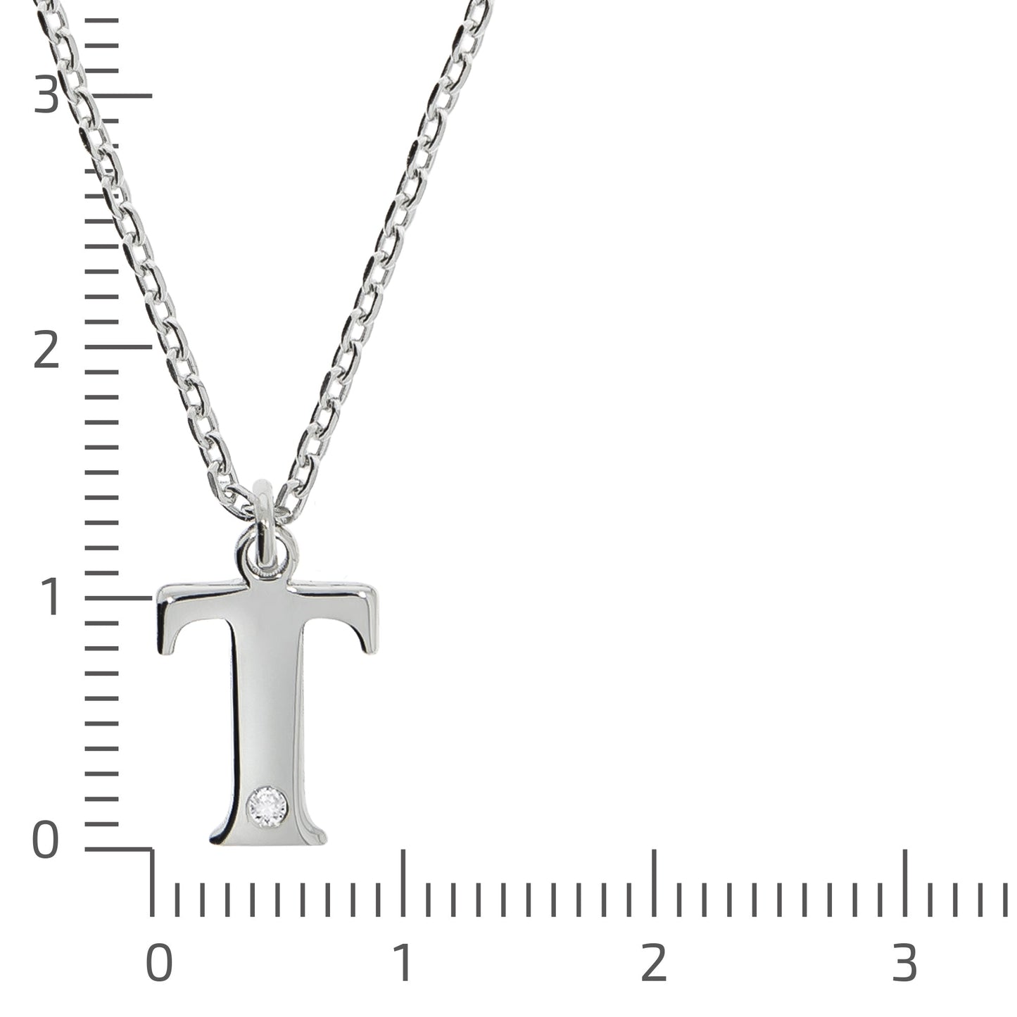 Halskette Flachpanzerkette 925/- Sterling Silber rhodiniert 48,0cm Diamant 0,008ct.