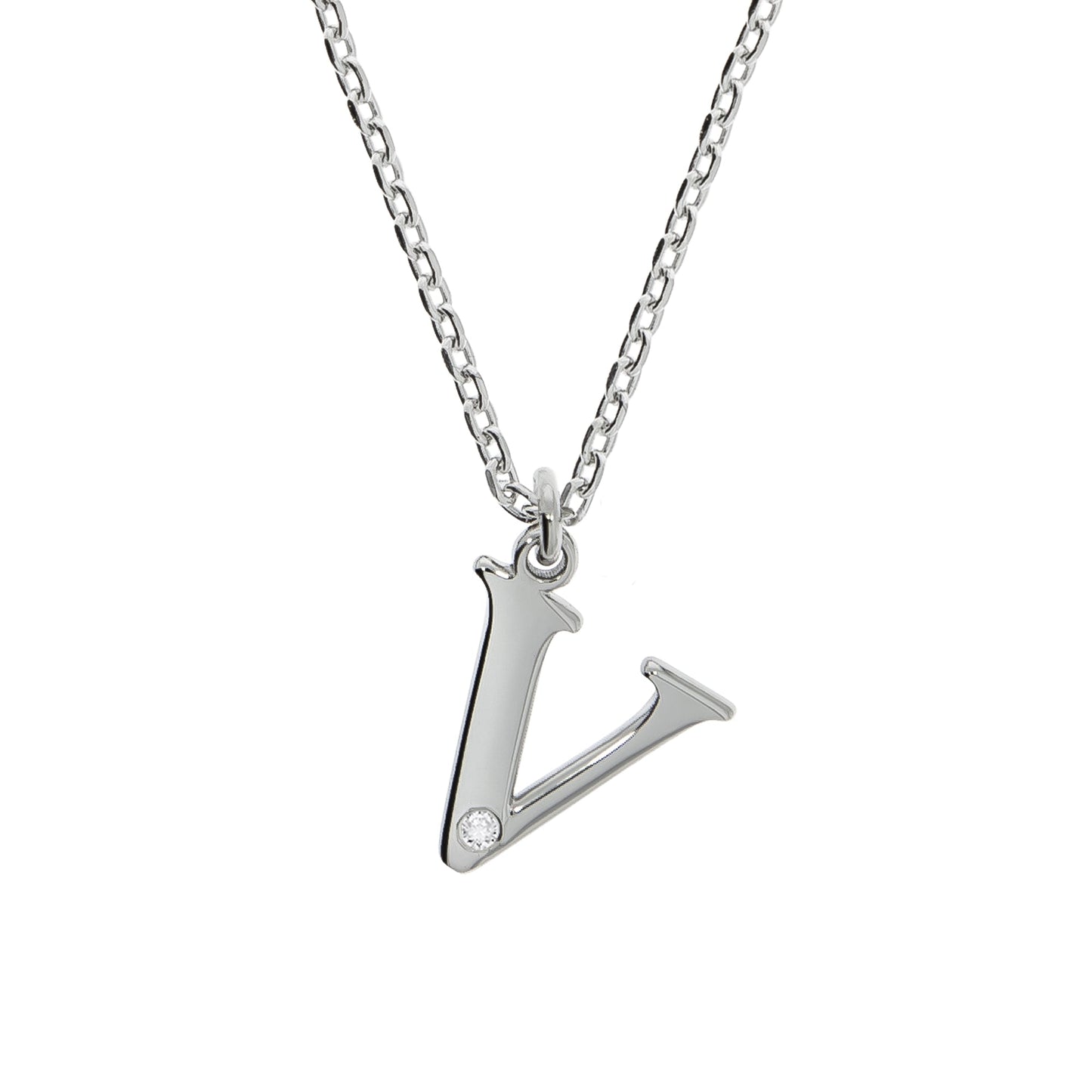 Halskette Flachpanzerkette 925/- Sterling Silber rhodiniert 48,0cm Diamant 0,008ct.