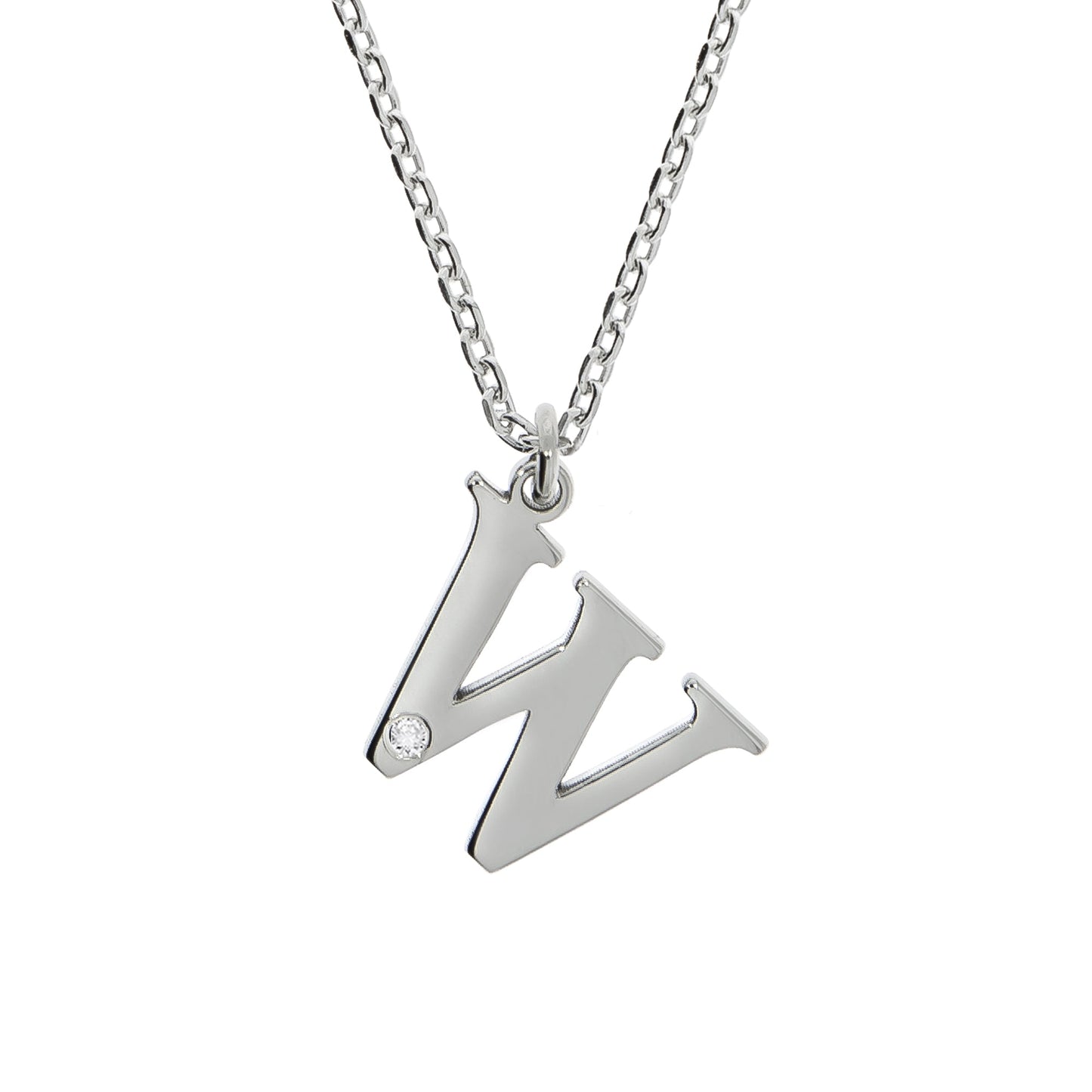 Halskette Flachpanzerkette 925/- Sterling Silber rhodiniert 48,0cm Diamant 0,008ct.
