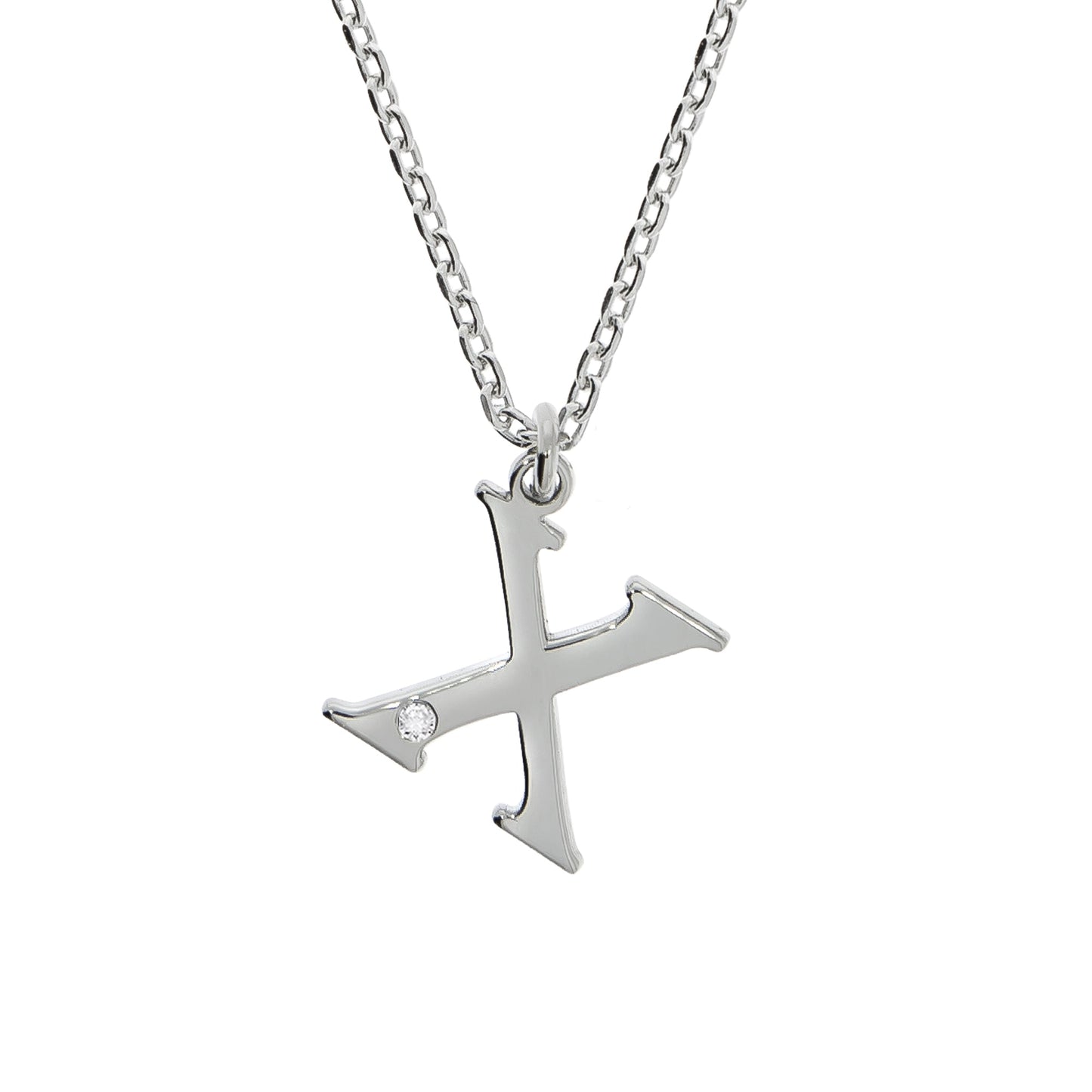 Halskette Flachpanzerkette 925/- Sterling Silber rhodiniert 48,0cm Diamant 0,008ct.