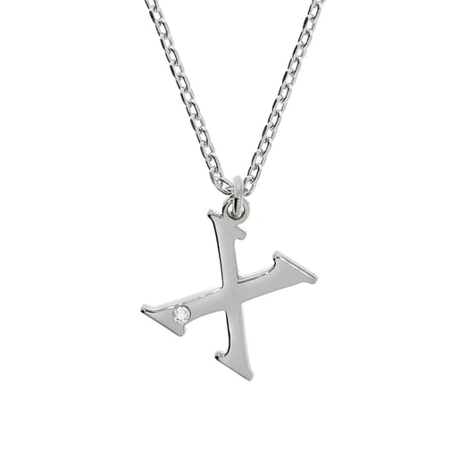 Diamonds by Ellen K. - Damen-Halskette aus 925 Sterling Silber rhodiniert 45+3cm Buchstabe X mit echtem Diamant 0,008ct.