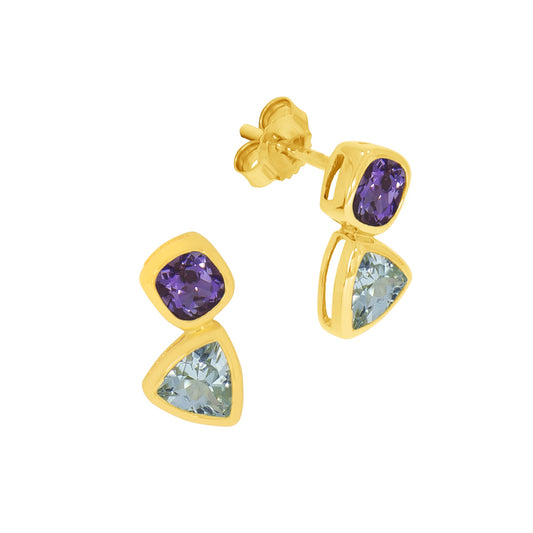 Fascination by Ellen K. - Damen-Ohrstecker 375 Gelbgold Blautopas (beh.) + Amethyst