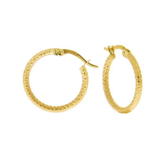 Fascination by Ellen K. - Damen-Ohrringe Gold 375 Creolen strukturiert 18mm