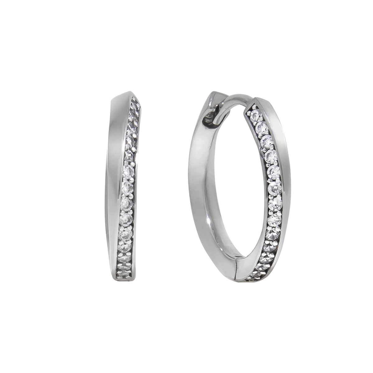 Creolen 925/- Sterling Silber rhodiniert 1,8cm Zirkonia