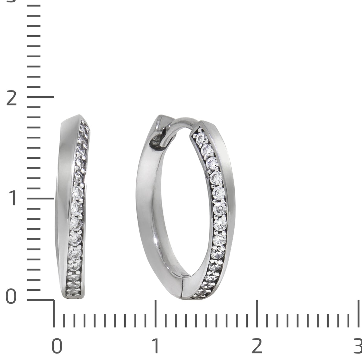 Creolen 925/- Sterling Silber rhodiniert 1,8cm Zirkonia