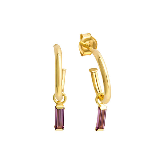 Fascination by Ellen K. - Ohrringe Gold 333 2x Zirkonia lila Baguette