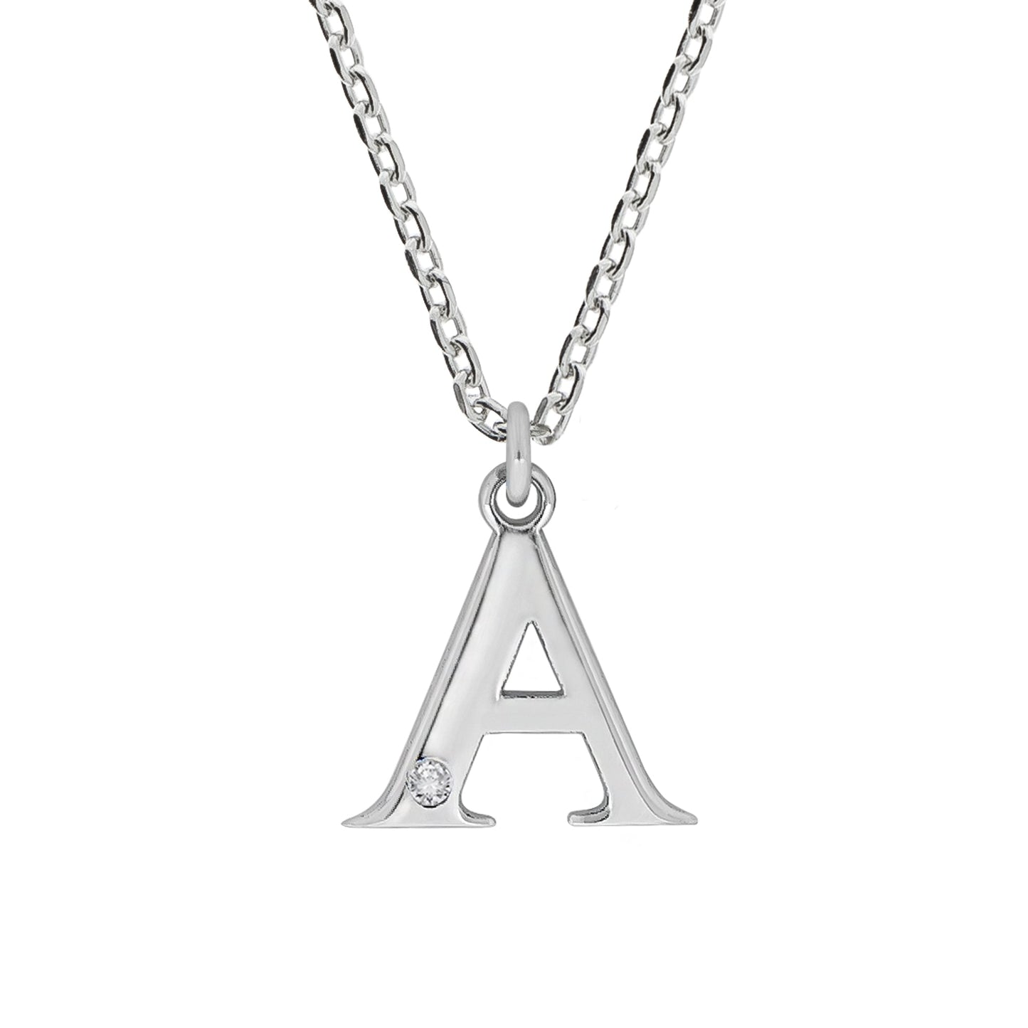 Halskette Flachpanzerkette 925/- Sterling Silber rhodiniert 48,0cm Diamant 0,008ct.