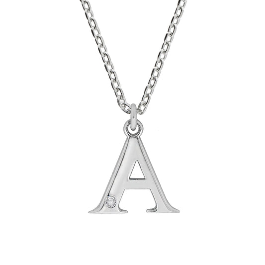Diamonds by Ellen K. - Damen-Halskette aus 925 Sterling Silber rhodiniert 45+3cm lang Buchstabe A mit echtem Diamant 0,008ct.