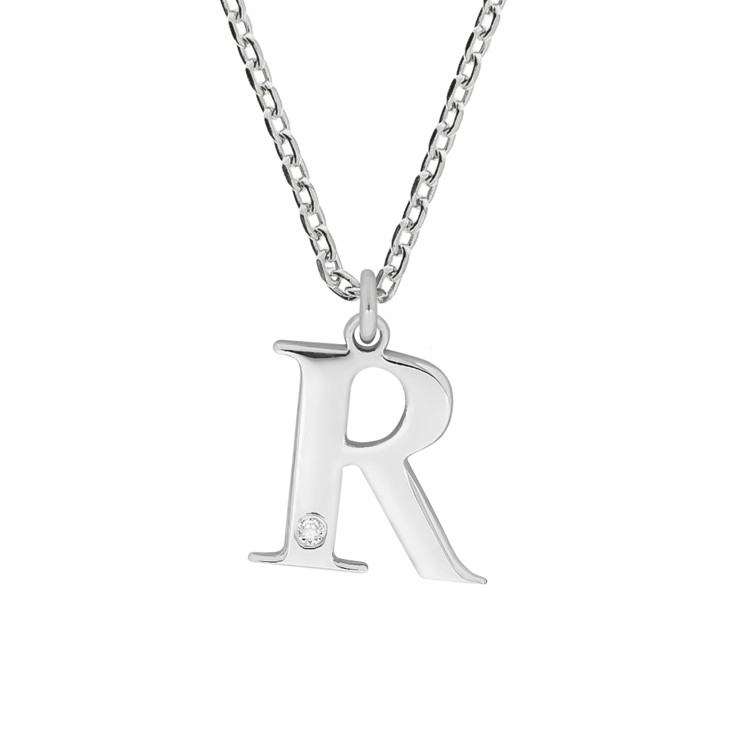 Halskette Flachpanzerkette 925/- Sterling Silber rhodiniert 48,0cm Diamant 0,008ct.