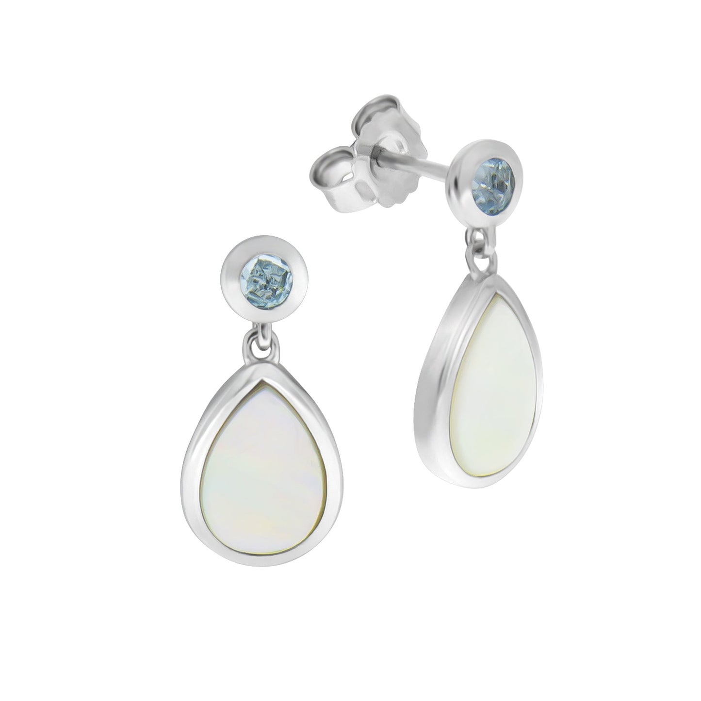 Ohrhänger 925/- Sterling Silber rhodiniert 1,8cm Blautopas beh. 0,38ct.