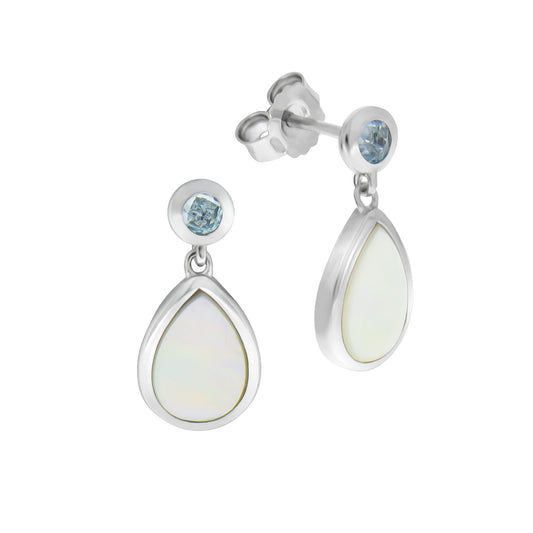 Zeeme Gemstone - Damen Ohrhänger 925/- Sterling Silber rhodiniert Blautopas Perlmutt