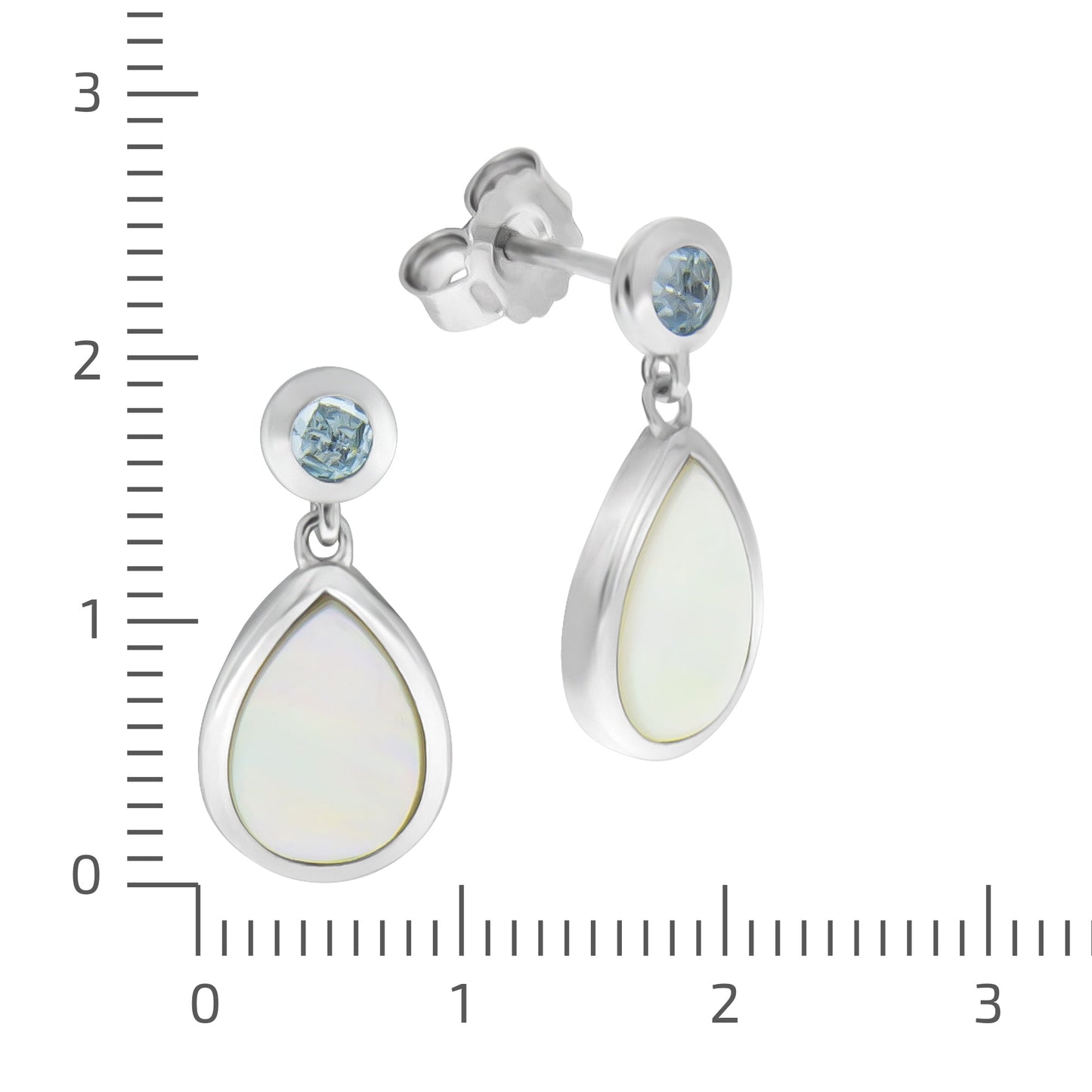 Ohrhänger 925/- Sterling Silber rhodiniert 1,8cm Blautopas beh. 0,38ct.
