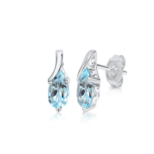 Zeeme Gemstones - Damen-Ohrstecker aus 925 Sterling Silber rhodiniert mit 2 Blautopasen (beh.) 8x5mm