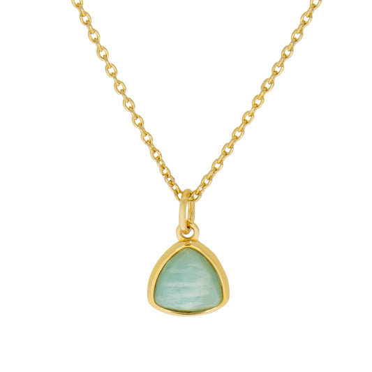 Zeeme Gemstones - Damen-Halskette aus 925 Sterling Silber vergoldet 42/45cm lang mit echtem Amazonit