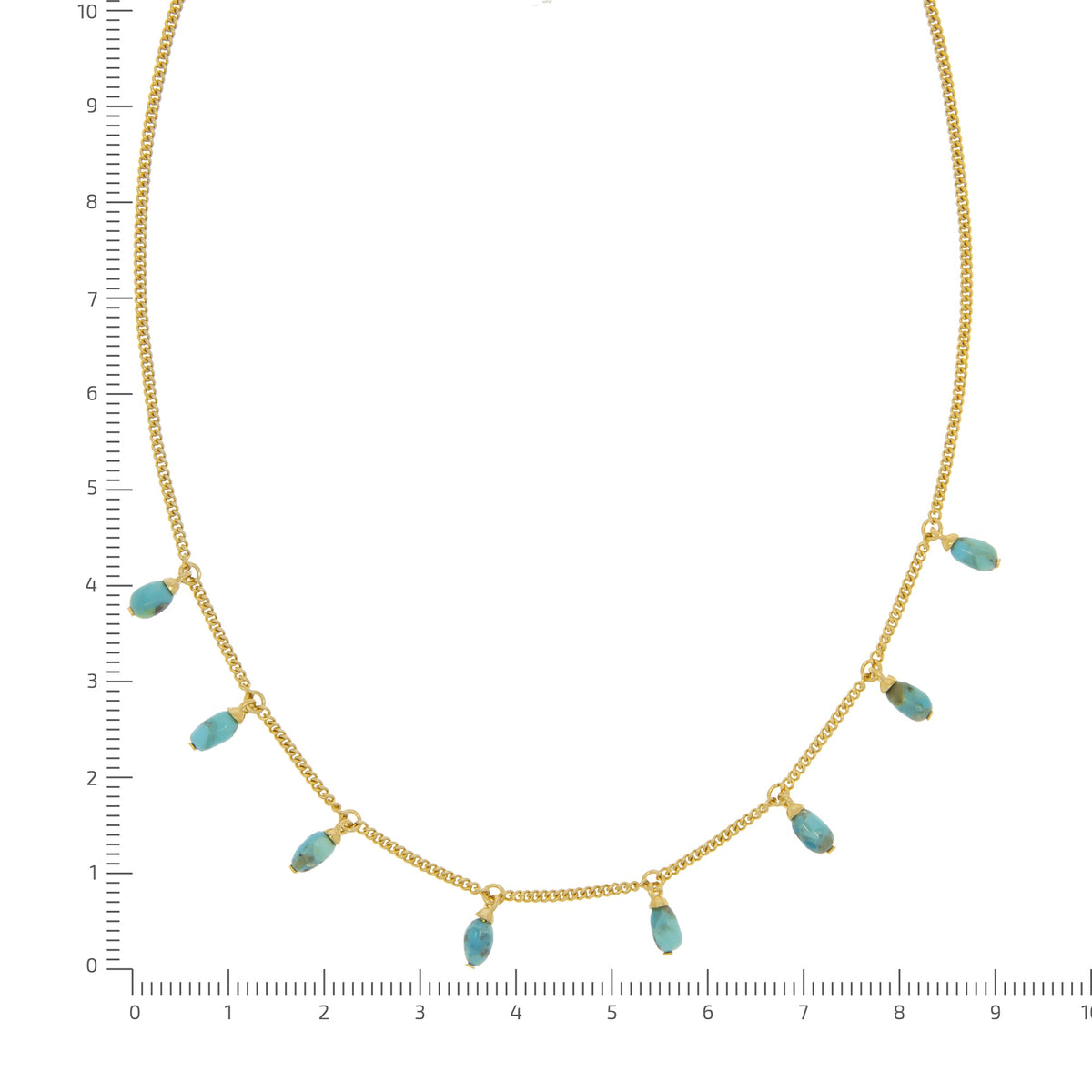 Anhänger mit Kette Panzerkette 925/- Sterling Silber vergoldet 45,0cm Türkis