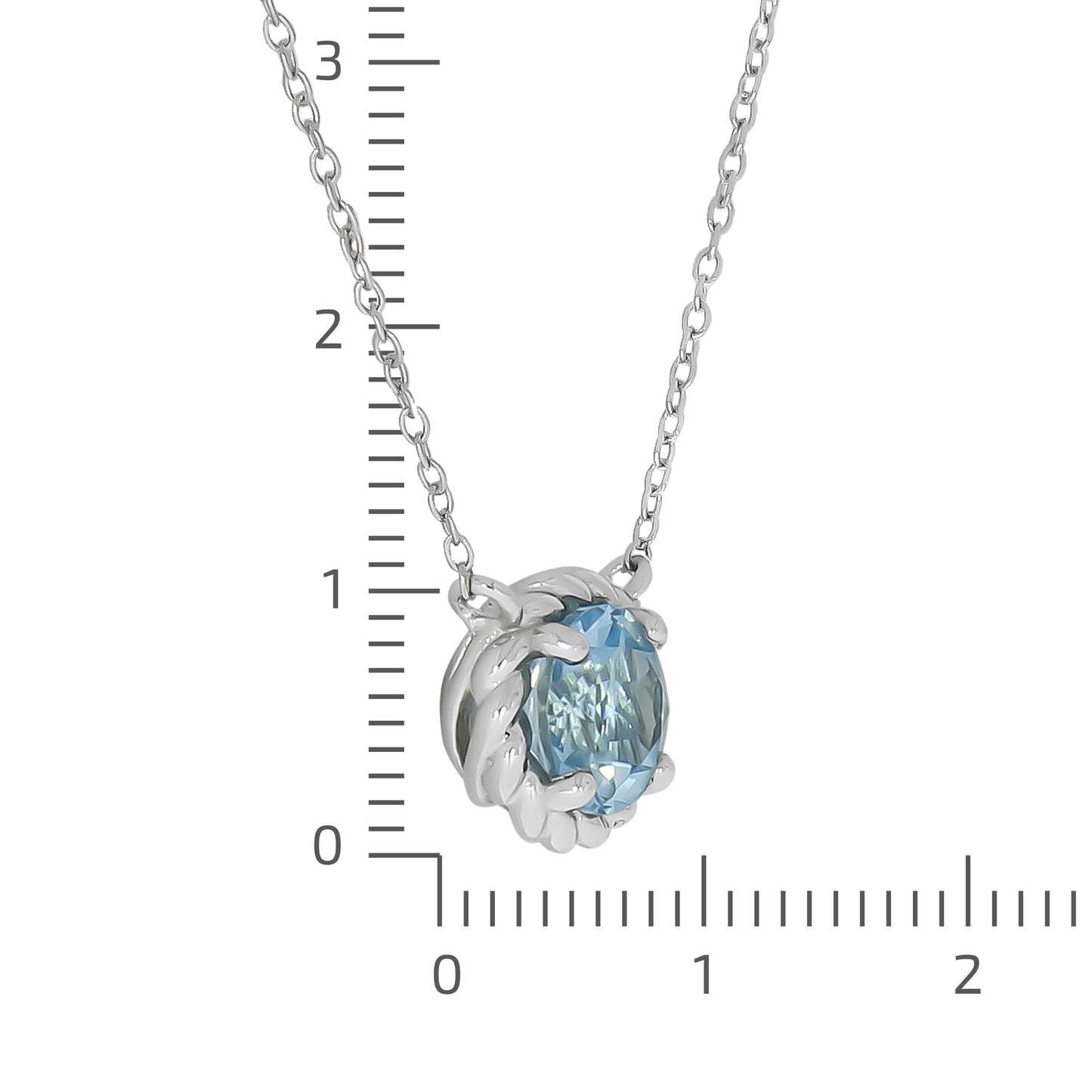 Halskette Ankerkette 925/- Sterling Silber rhodiniert 47,0cm Blautopas beh.