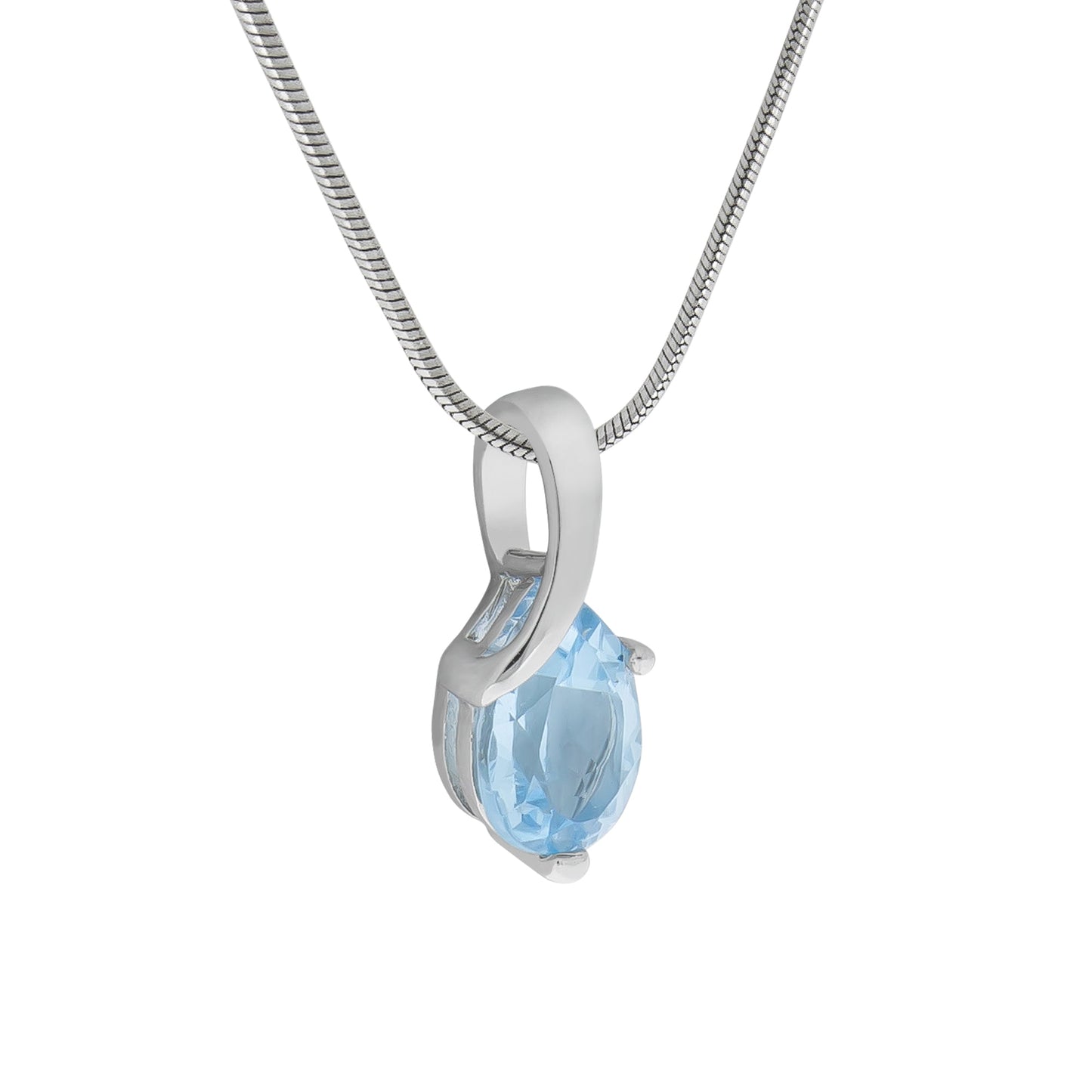 Halskette Schlangenkette 925/- Sterling Silber rhodiniert 47,0cm Blautopas beh.