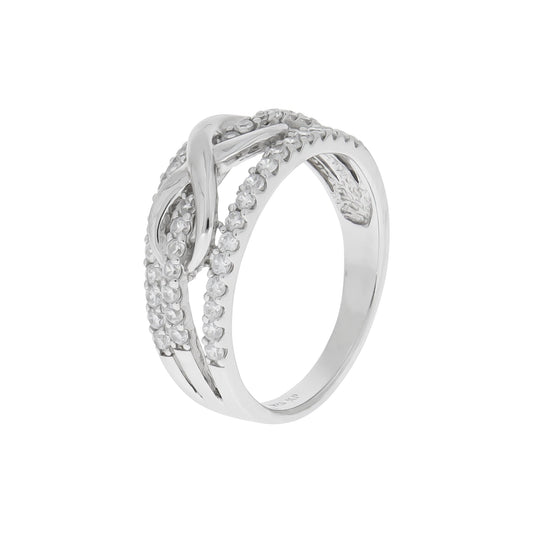 Zeeme Silver - Damen-Ring aus 925 Sterling Silber rhodiniert mit Unendlichkeits-Motiv und weißen Zirkonia-Steinen
