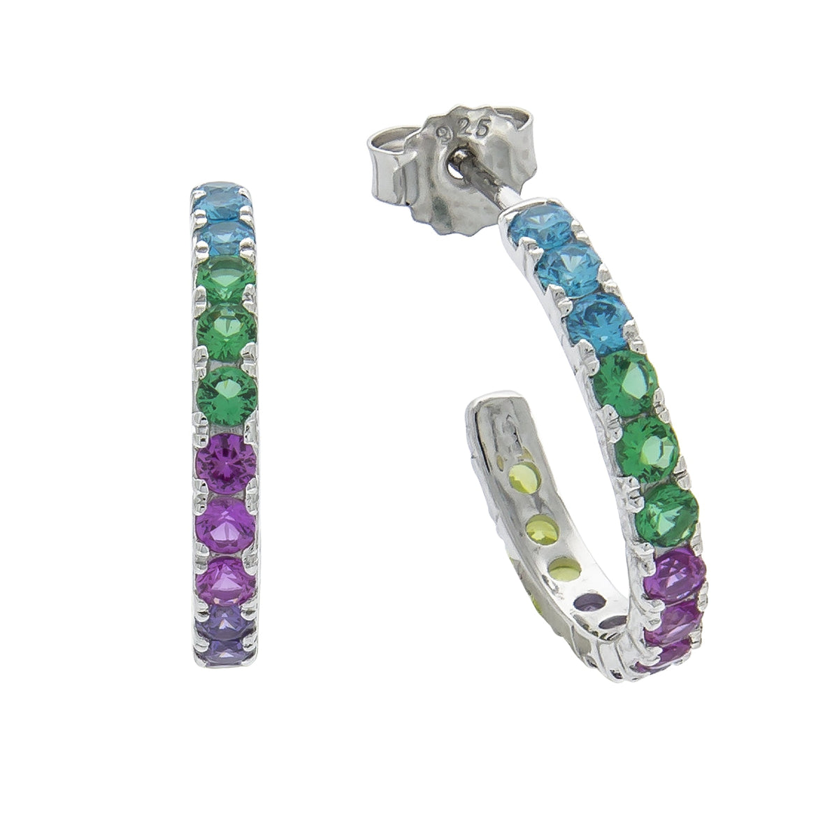 Ohrringe 925/- Sterling Silber rhodiniert 2,0cm Zirkonia