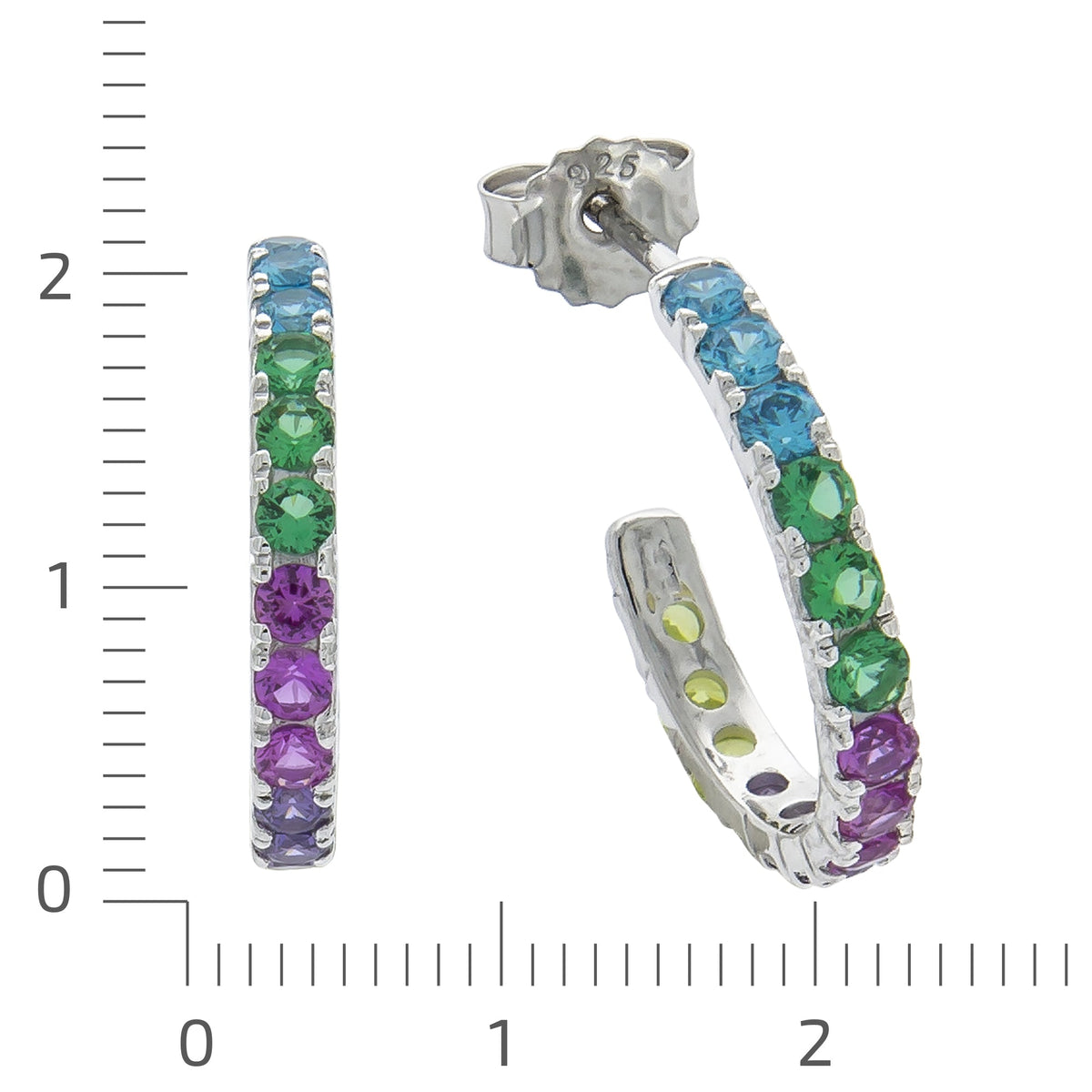 Ohrringe 925/- Sterling Silber rhodiniert 2,0cm Zirkonia