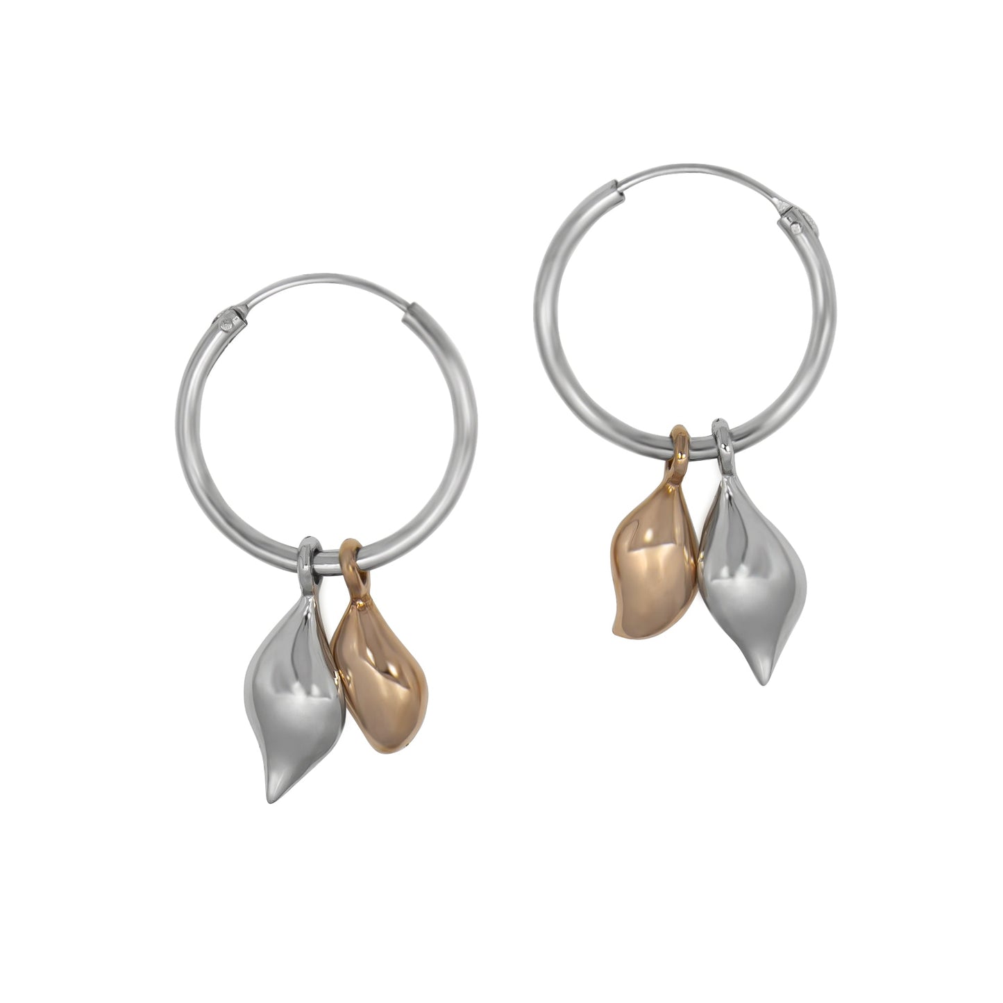 Creolen 925/- Sterling Silber rosevergoldet (teil) 2,7cm ohne