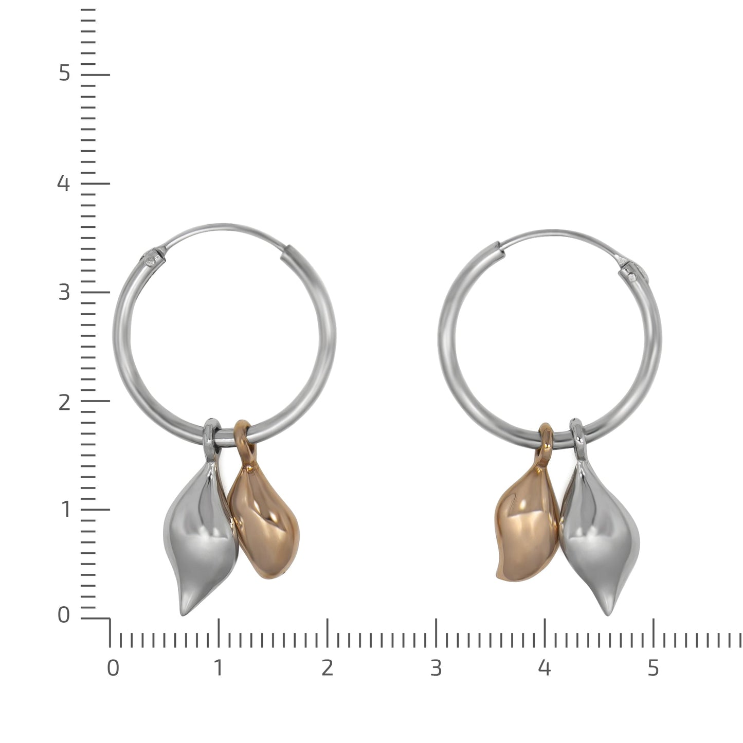 Creolen 925/- Sterling Silber rosevergoldet (teil) 2,7cm ohne