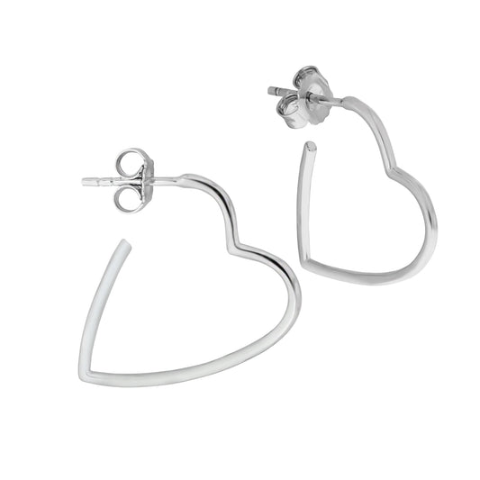 Zeeme Silver - Steck Creolen 925/- Sterling Silber Herzen rhodiniert