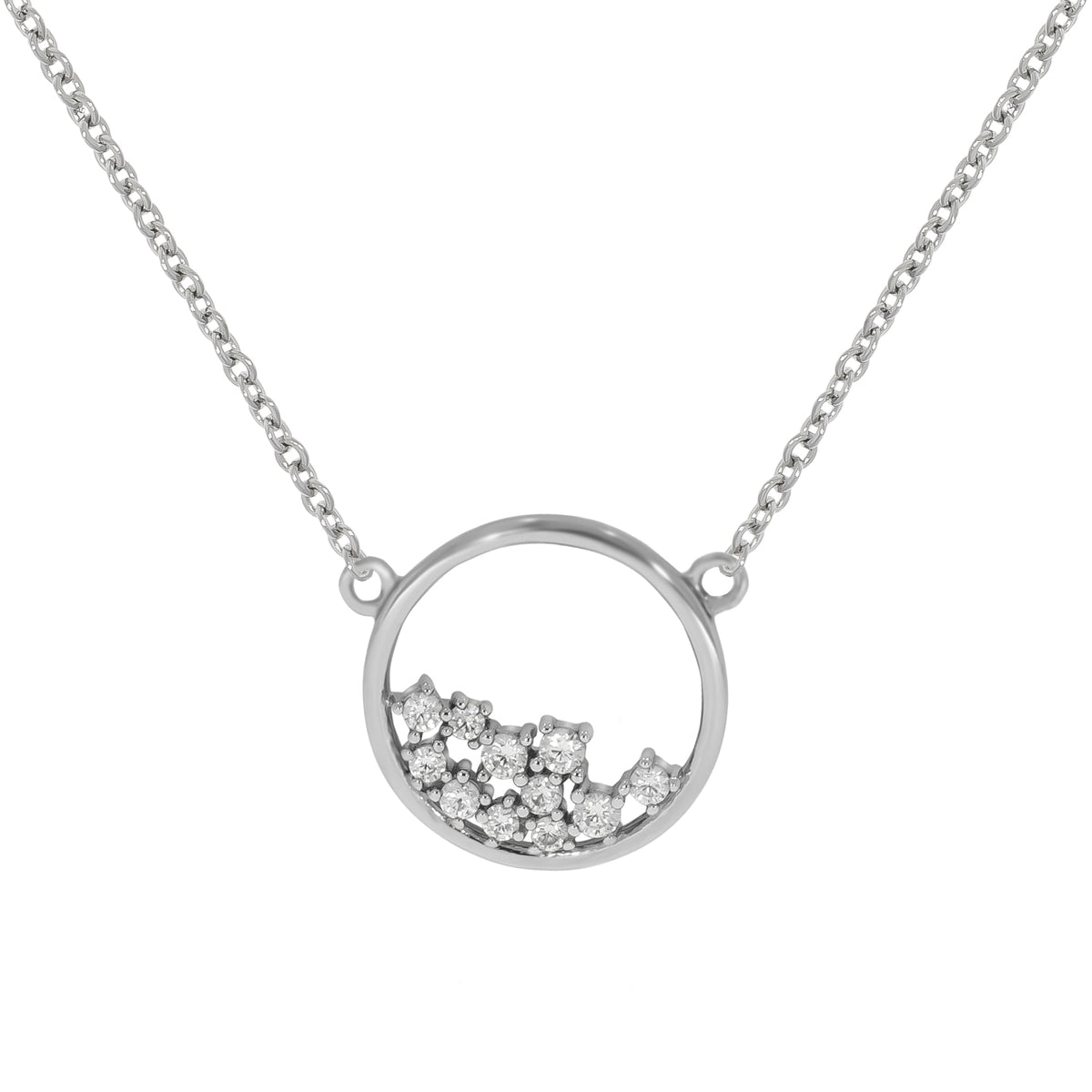Collier Ankerkette 925/- Sterling Silber rhodiniert 45,0cm Zirkonia