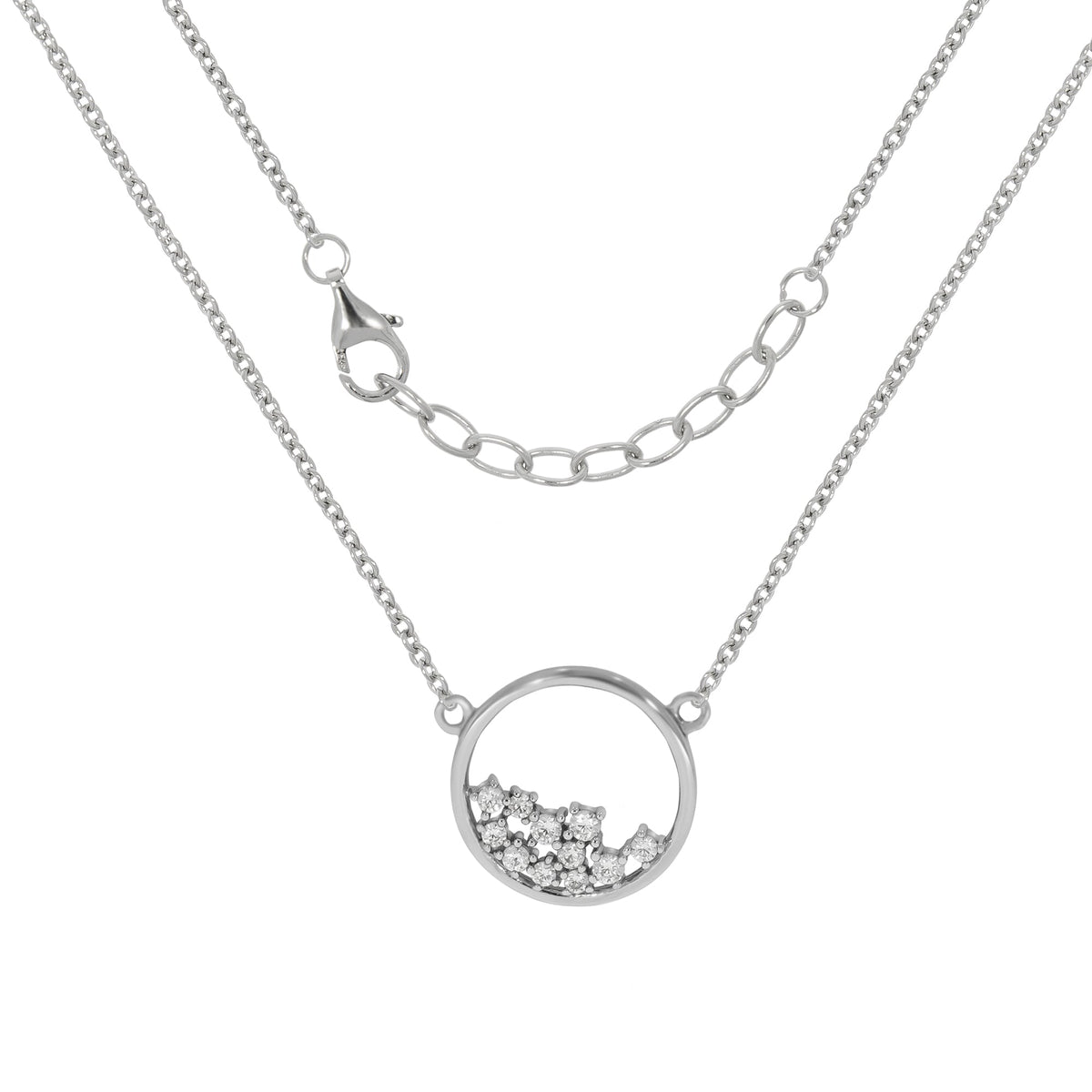 Collier Ankerkette 925/- Sterling Silber rhodiniert 45,0cm Zirkonia