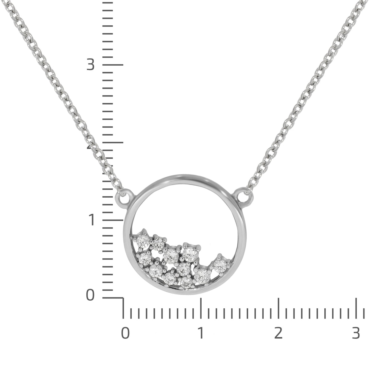 Collier Ankerkette 925/- Sterling Silber rhodiniert 45,0cm Zirkonia