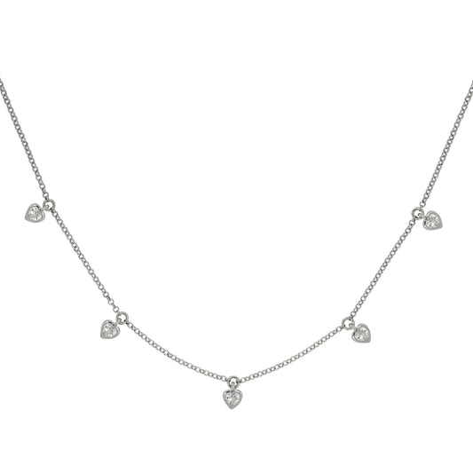 Zeeme Silver - Damen-Halskette aus 925 Sterling Silber rhodiniert 45cm lang mit weißen Zirkonia-Steinen