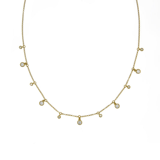 Zeeme Silver - Damen-Halskette aus 925 Sterling Silber vergoldet 42+3cm lang mit weißen Zirkonia-Steinen