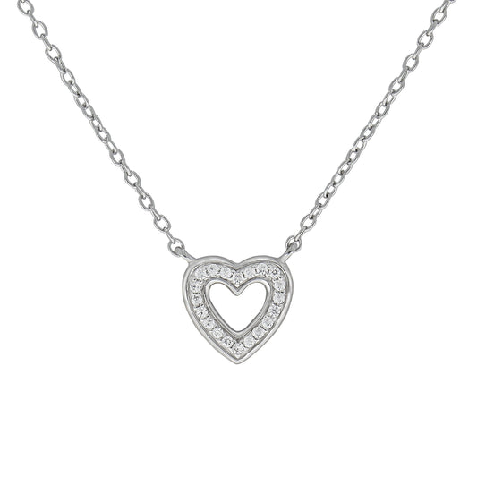 Zeeme Silver - Damen-Halskette aus 925 Sterling Silber rhodiniert 42+5cm lang mit Herz-Motiv