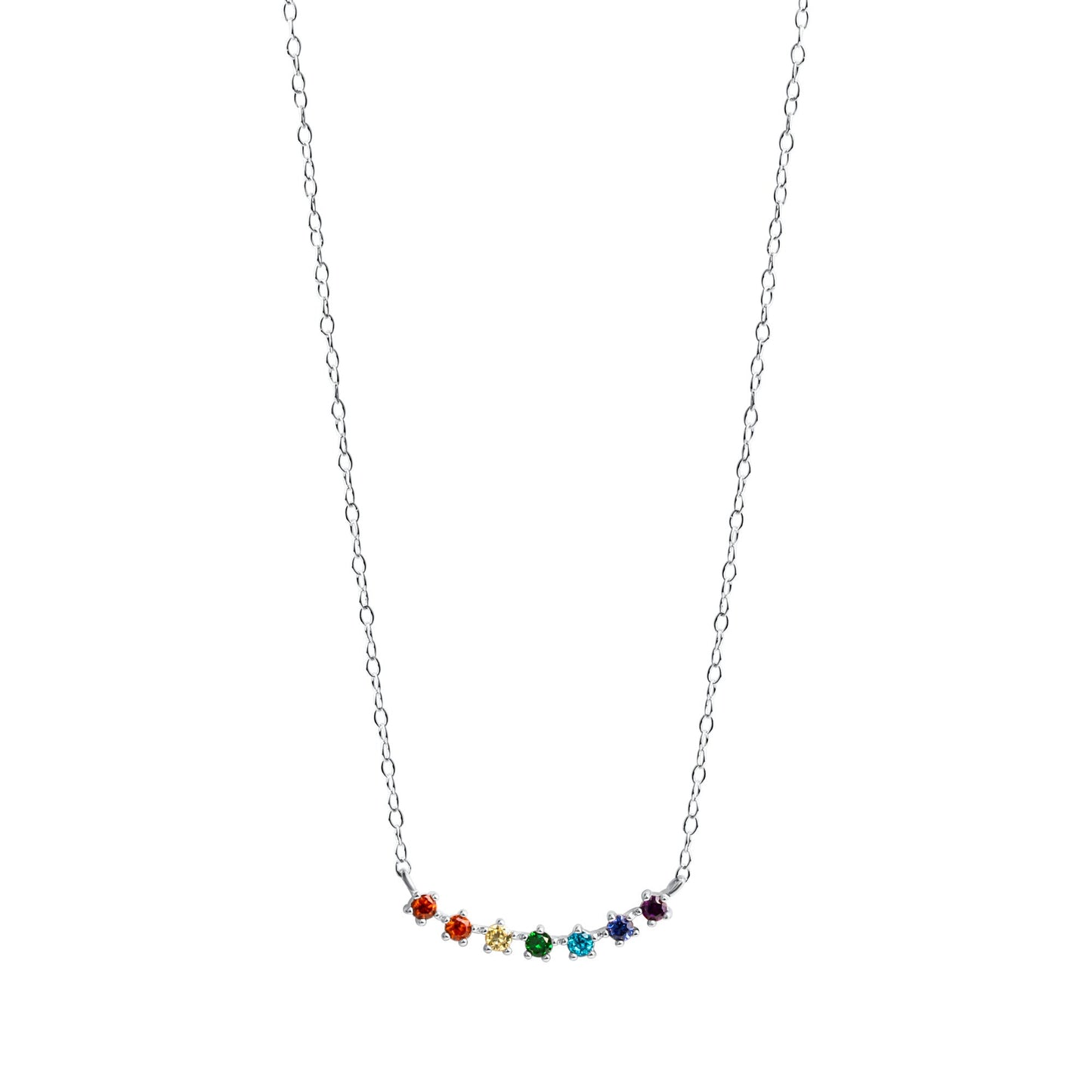 Halskette Ankerkette 925/- Sterling Silber rhodiniert 45,0cm Zirkonia